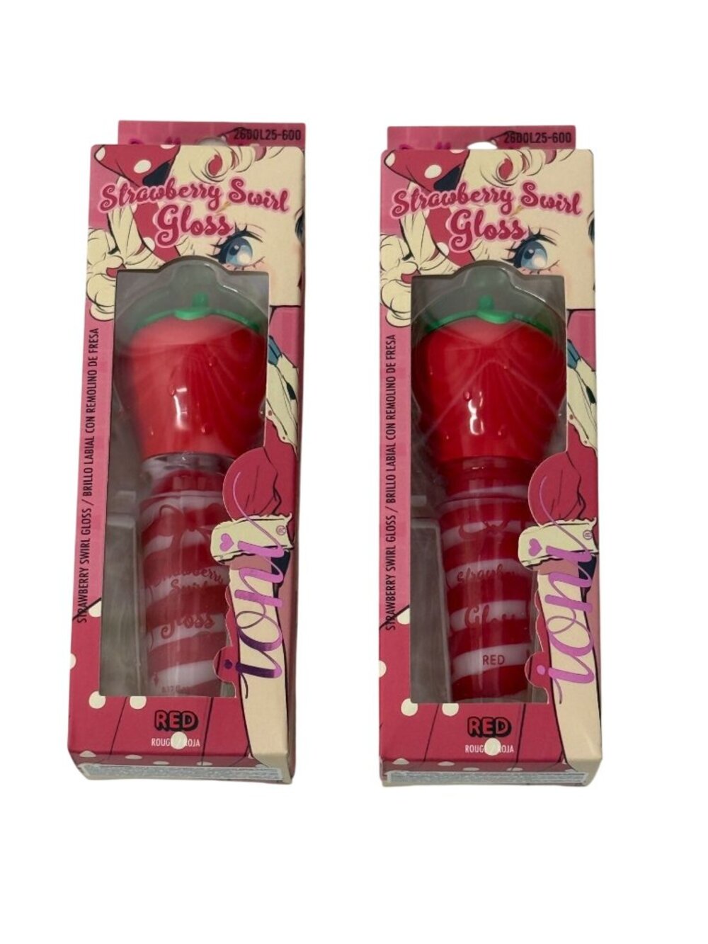 IONI Strawberry Swirl Lip Gloss Red Hydrating Lip Shine 2 Pack New